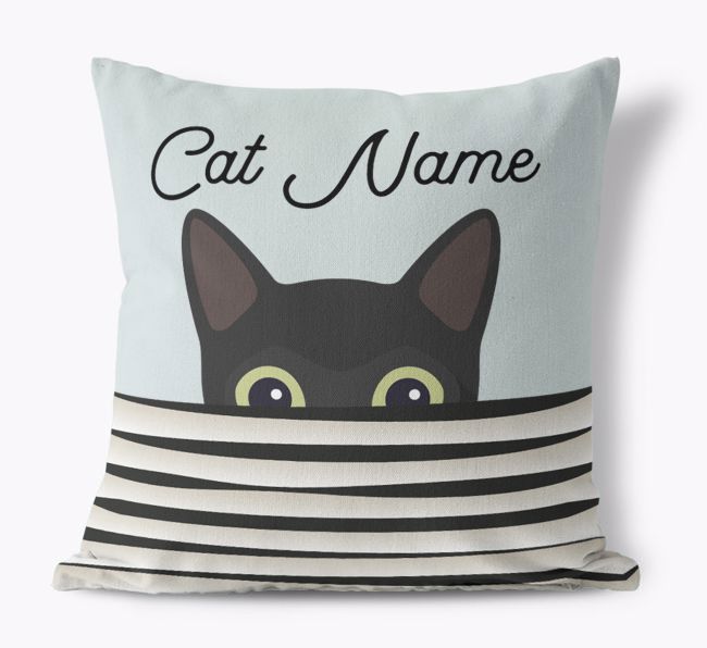 Peeking Cat: Personalized {breedCommonName} Canvas Pillow